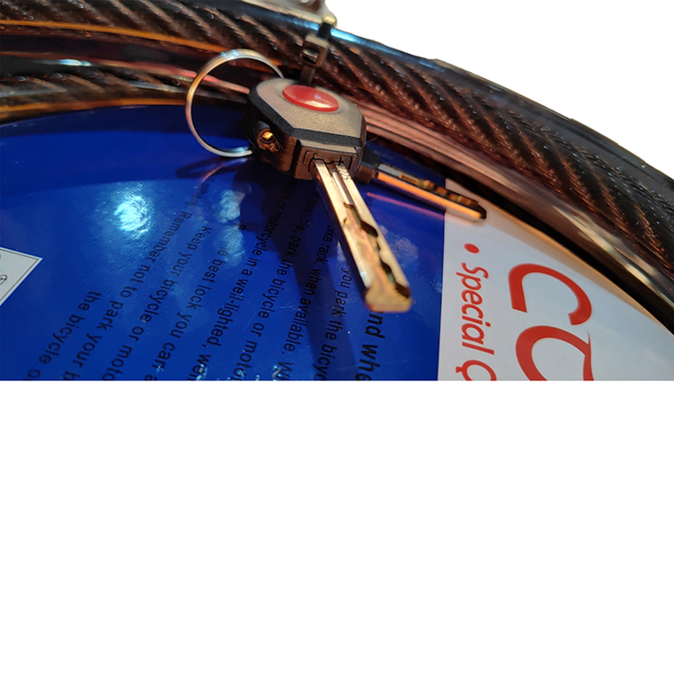 قفل کابلی موتور سیکلت برند کوکما مدل 84715 سر نقره ای سایز25*1500